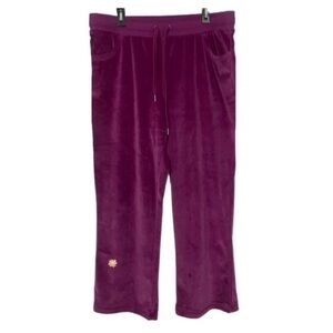 Cozy X Velour Lounge Pants Women’s XL Purple Drawstring Wide Leg